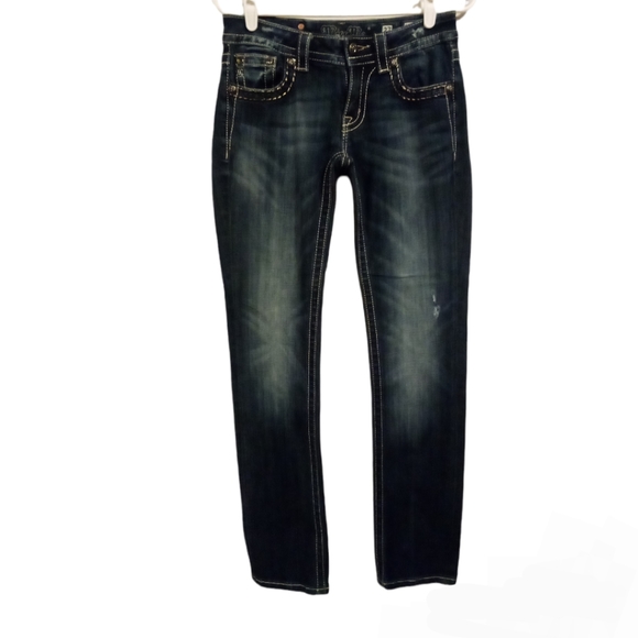 Miss Me Signature Rise Straight Leg Y2K Jeans - Picture 1 of 12